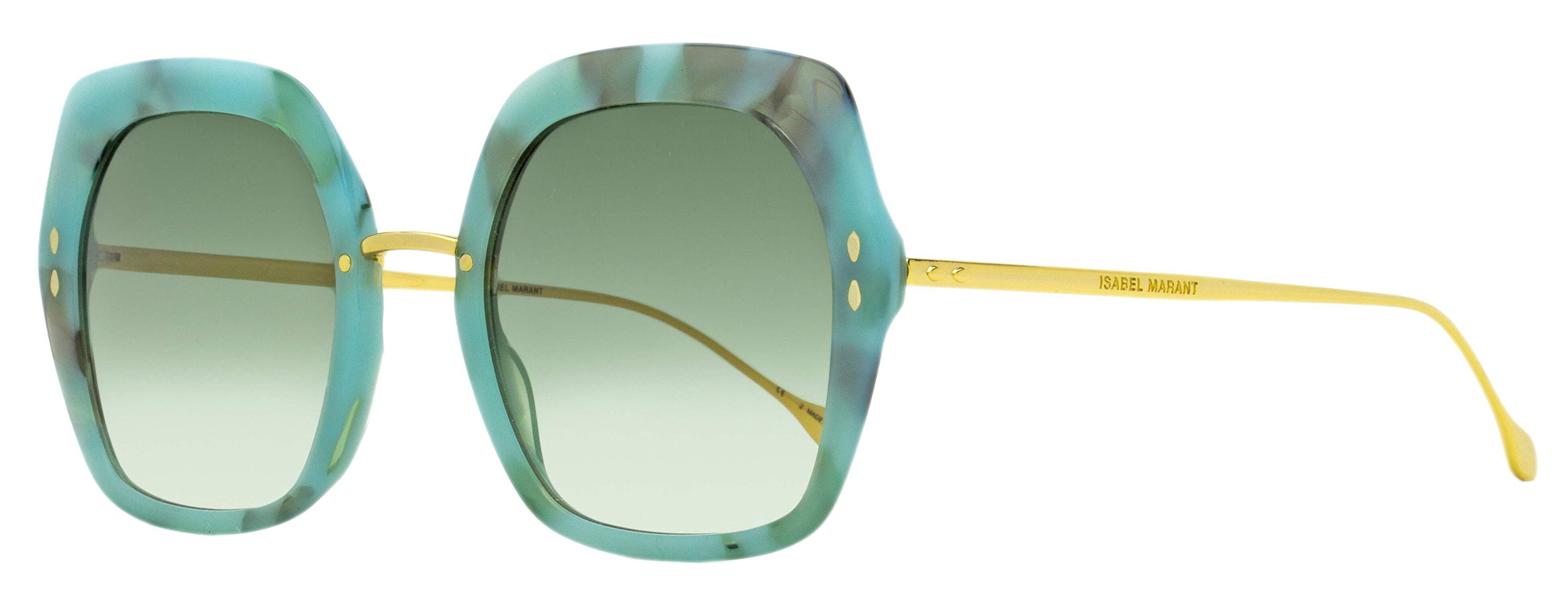 Isabel Marant Dark Green Square Acetate Sunglasses with Gold Accents CARMY Sunglasses Woman teal-dark grey shade | ISABEL MARANT  main image 2