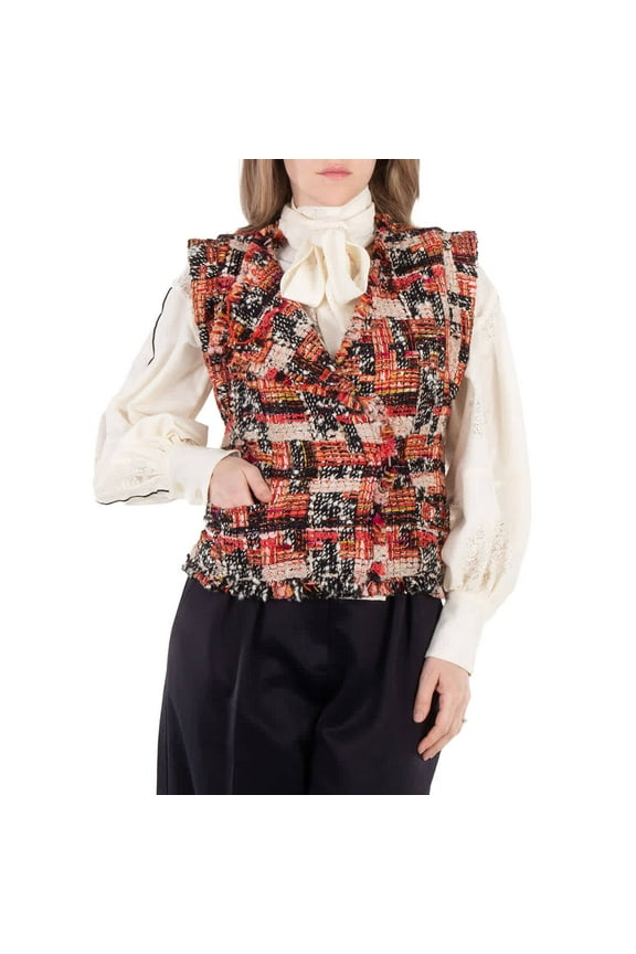 Ladies Pink Djiroy Wool Tweed Vest, Brand Size 34 (US Size 0)