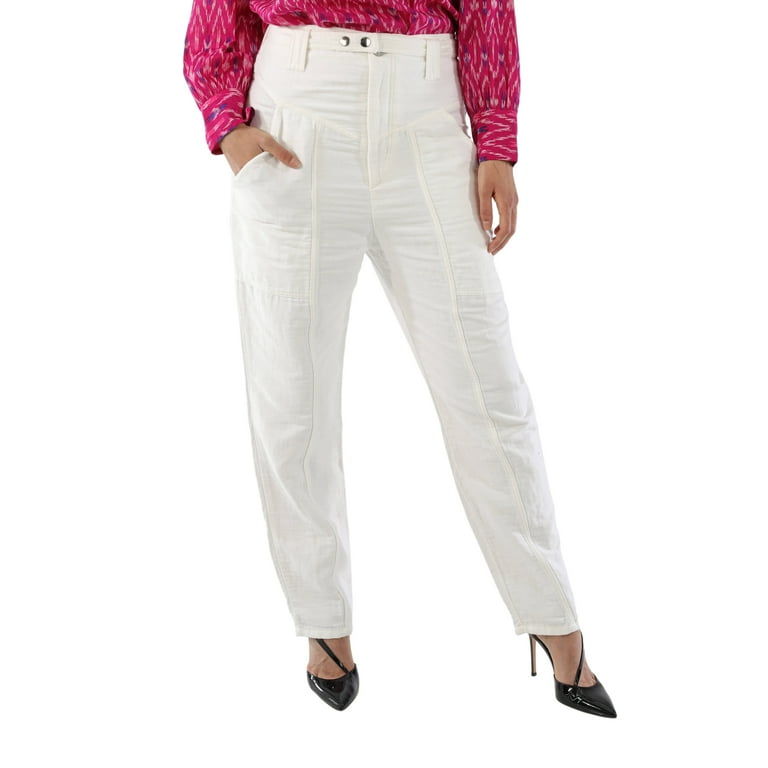 Isabel Marant Ladies White Kaori Wide-Leg Cotton Linen Pants