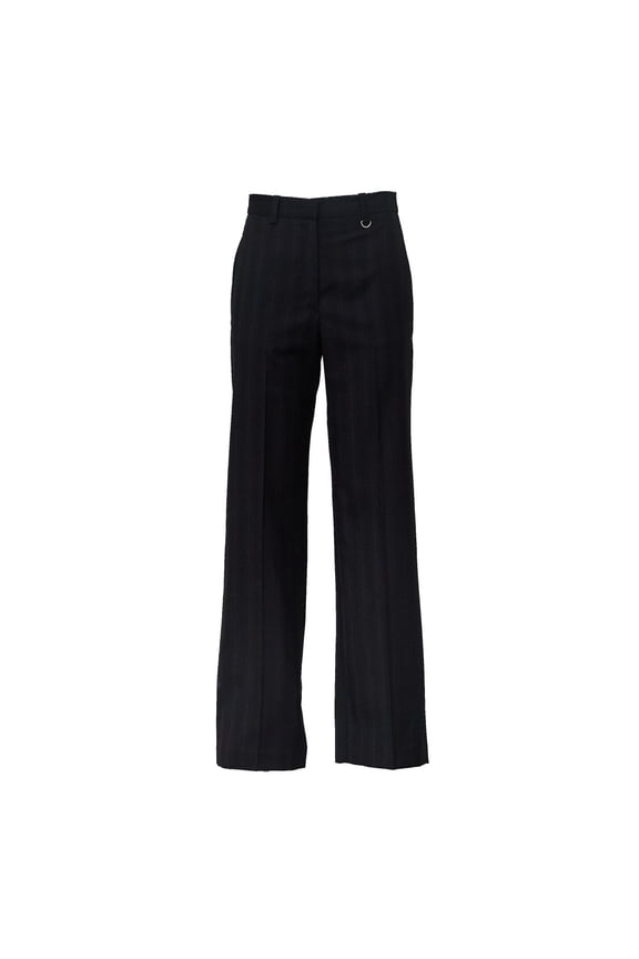 Pleated Virgin Wool Trousers With Tapered Silhouette And Silver Buckle Detail (Women's)