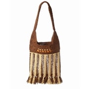 Isabel Marant Womens Rectangular Raffia Bag With Decorative Tassels Brown