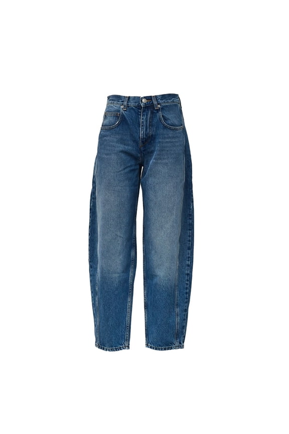 Timeless Denim Pants With Barrel Cut And Concealed Closure (Women's)