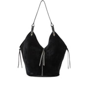 Isabel Marant Womens Black Tampa Calf Velvet Shoulder Bag Black
