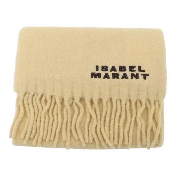 Isabel Marant Women's Plush Textured Scarf With Fringed Ends And Embroidered Detailing Neutrals