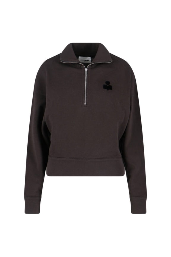Isabel Marant Étoile Black Ross Half-Zip Cropped Sweater (Women's)