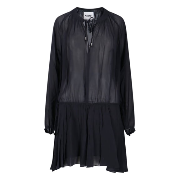 Isabel Marant Étoile Black Semi-Transparent Midi Dress With Drawstring Waist (Women's)