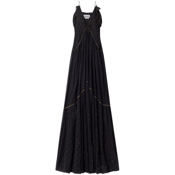 Isabel Marant Étoile Long Black Maxi Dress With Ruffled Neckline (Women's)