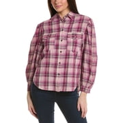 Isabel Marant womens Etoile Checked Linen-Blend Blouse, 40, Pink