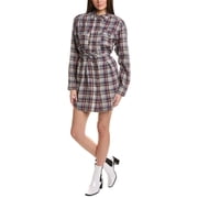 Isabel Marant womens Etoile Checked Linen-Blend Shirtdress, 36, Blue