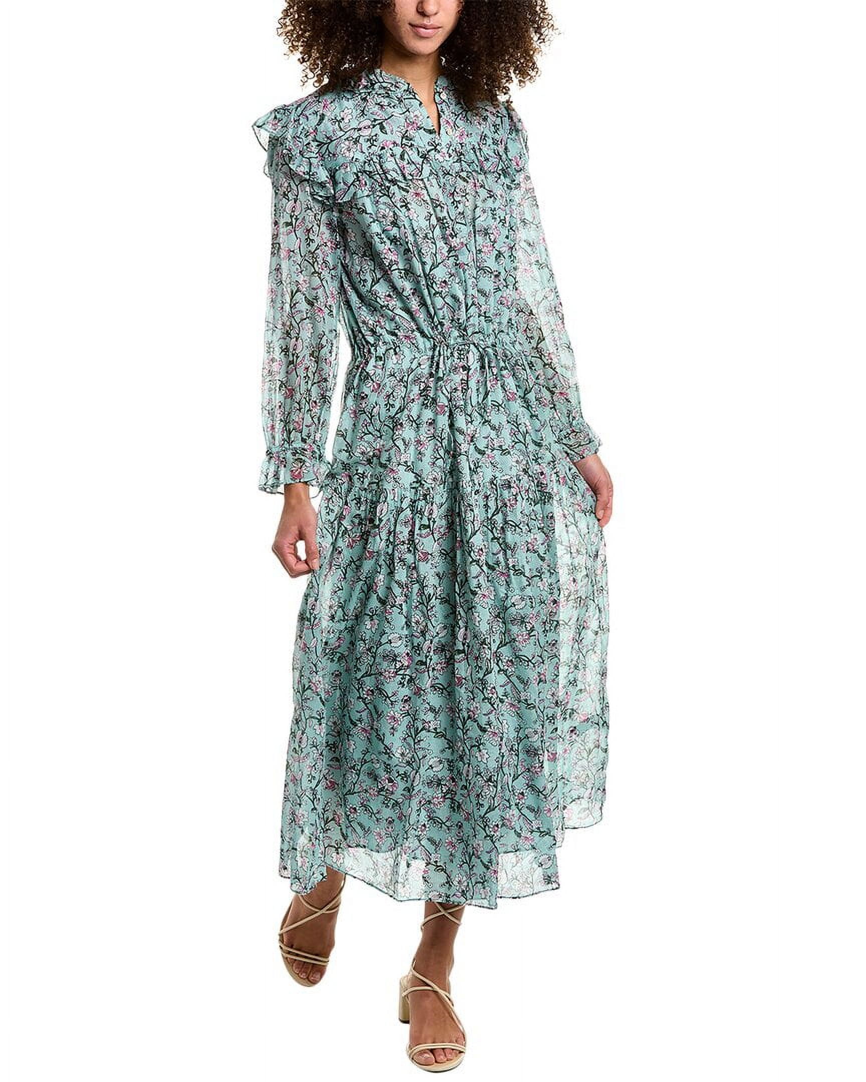 isabel marant green dress Isabel Marant Étoile // Green & Multi Floral Ruched Dress – VSP Consignment