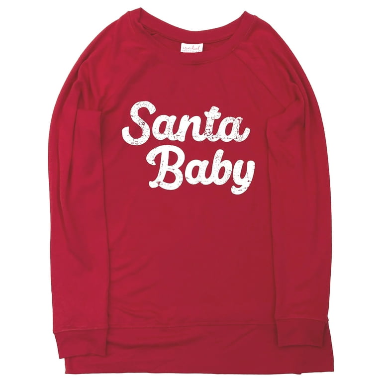 Isabel Maternity Womens Red Santa Baby Christmas Holiday Sweatshirt Tee  X-Large 