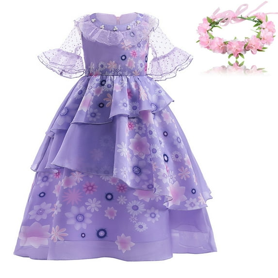 Isabela Madrigal Costume Dress For Girls Cosplay Princess Dresses Short Sleeve