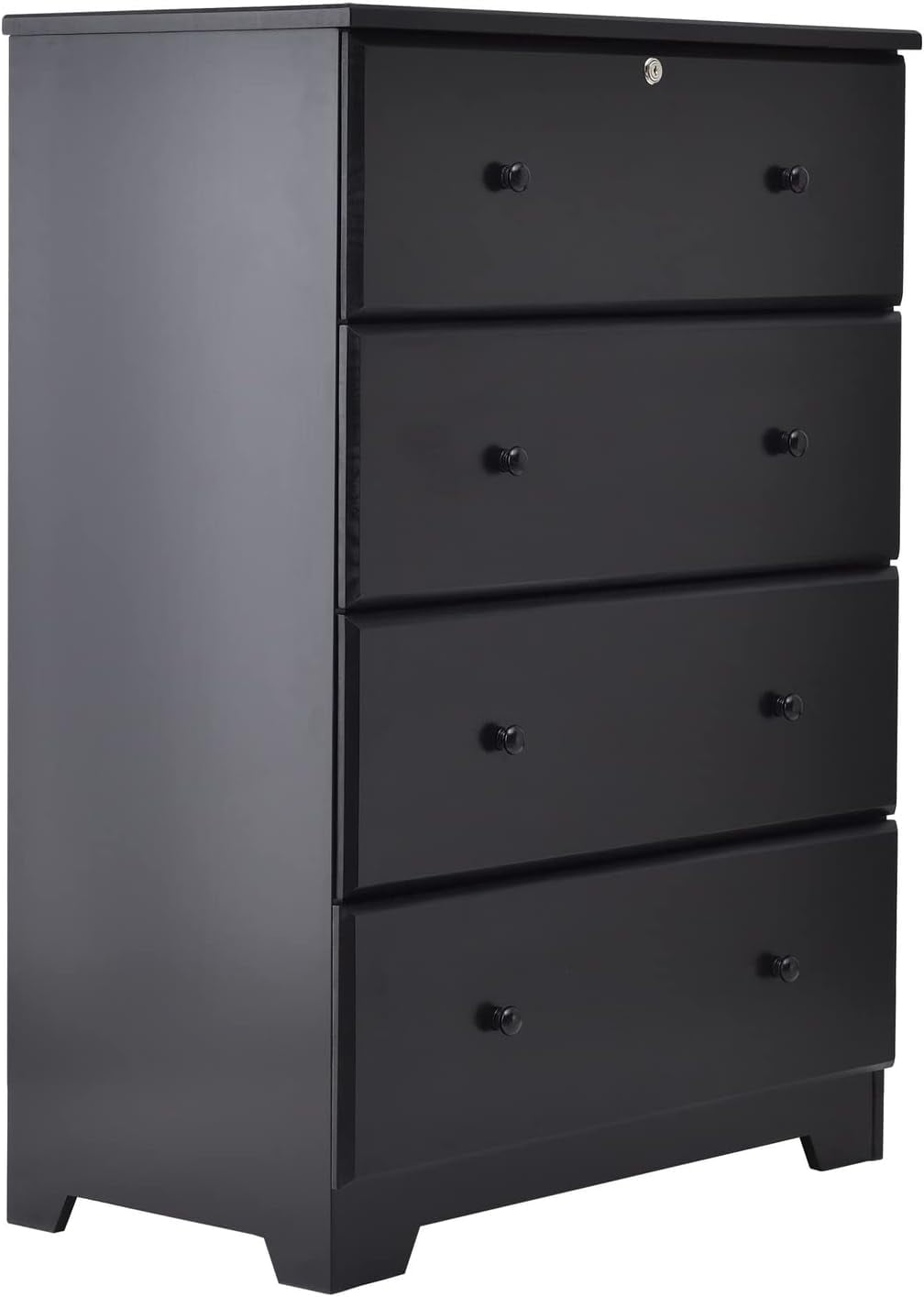 Isabela Solid Pine Wood 4 Drawer Chest Dresser In Black - Walmart.com