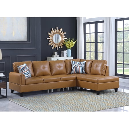 Isabella 97" Wide 2 Pieces Faux Leather Right Facing Sofa Set