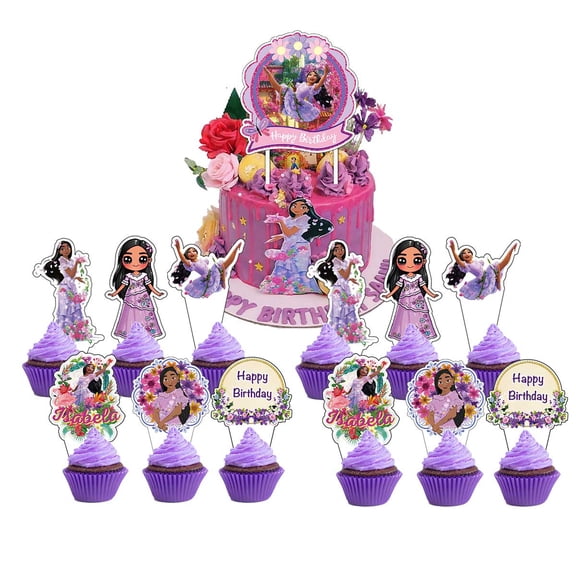 Isabella Cake Topper CupcakeS Set Birthday Party Supplies Decoration Decor Kit