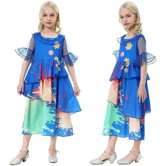 Isabella Costume for Girls Princess Dress Mirabel Cosplay Floral Princess Gown Dress up for Halloween