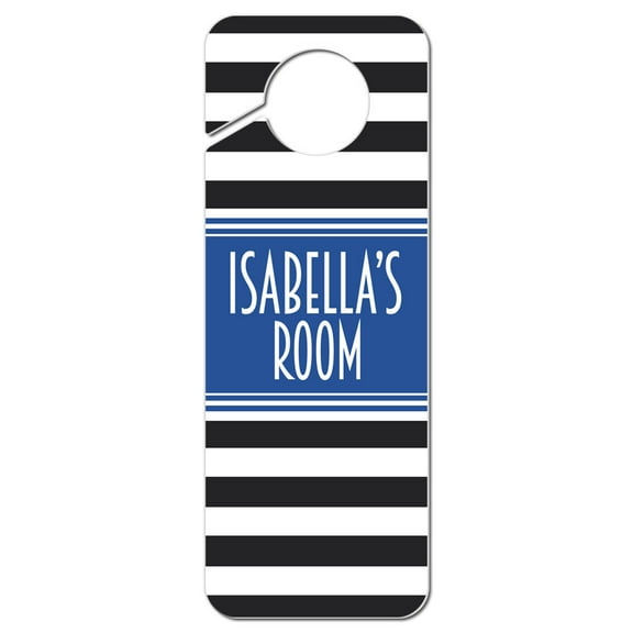 Isabella Female Name Do Not Disturb Plastic Door Knob Hanger Warning Room Sign - Blue