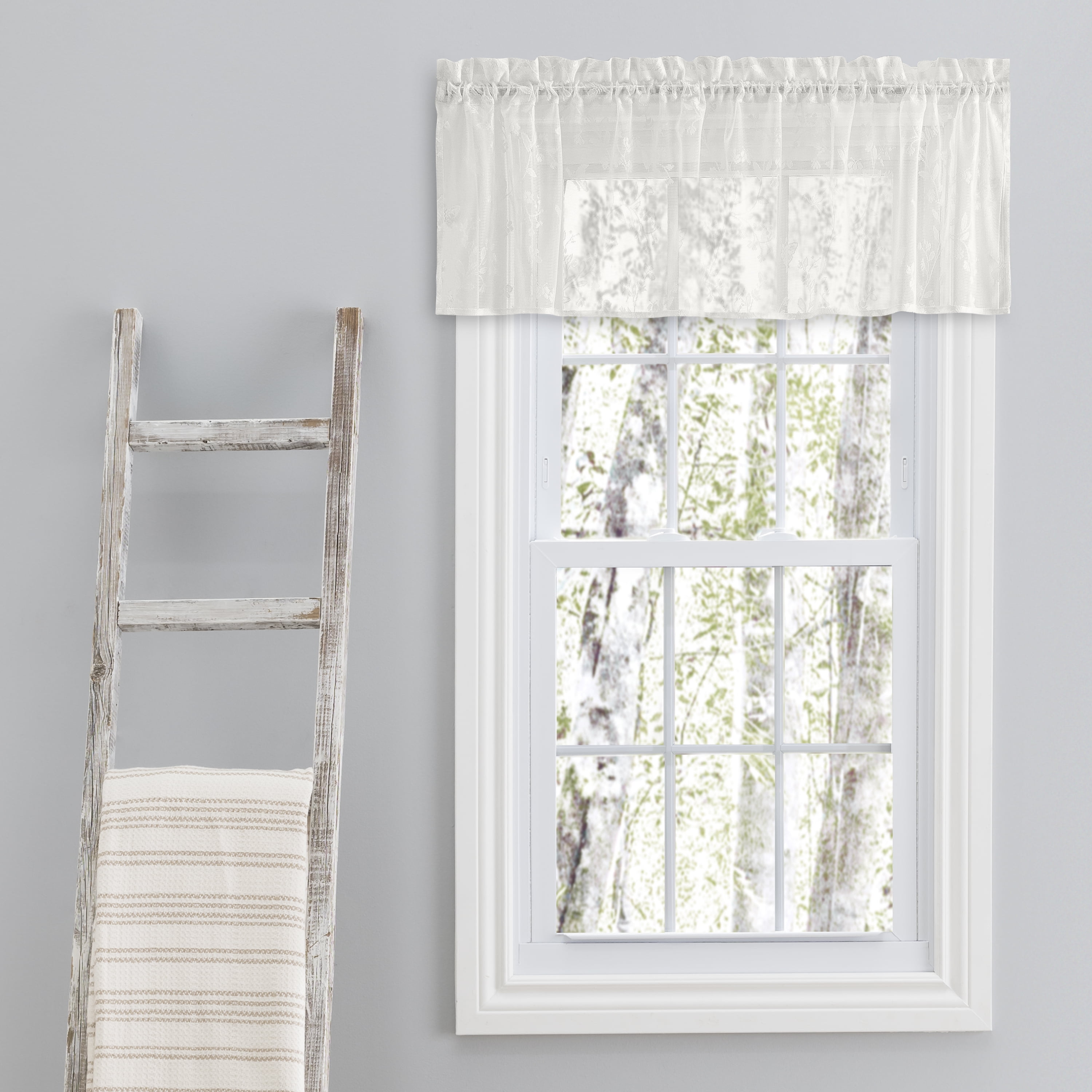 Isabella Lace Rod Pocket Tailored Valance 52x14 Natural