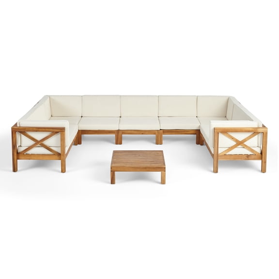 Isabella Outdoor 9 Seater Acacia Wood Sectional Sofa Set