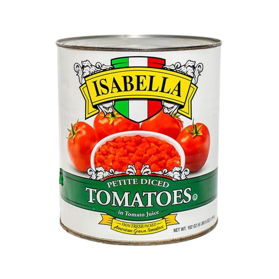 Isabella Petite Diced Tomatoes in Tomato Juice, From American Grown Tomatoes, 102 oz Can
