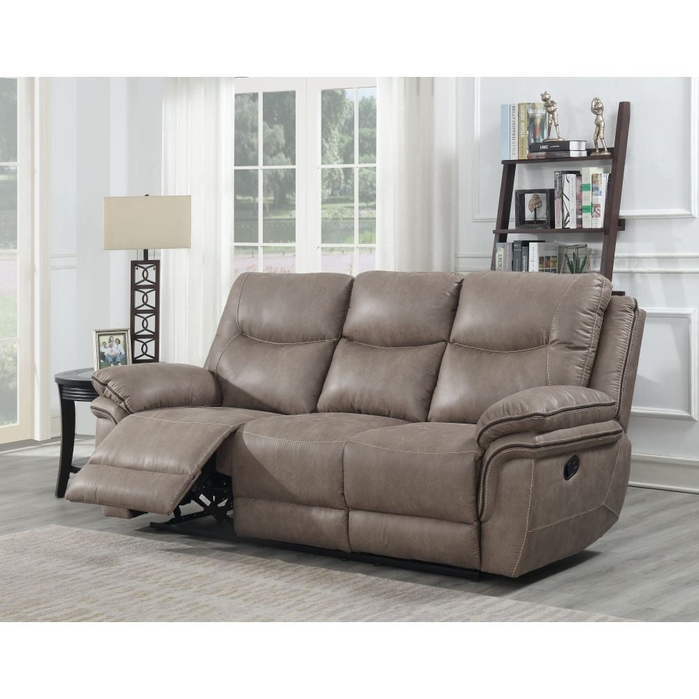 Isabella Recliner Sofa, 3-Piece Motion Set, Polyester and Polyurethane Fabric, Double Reclining Loveseat, Reclining Chair, for Bedroom/Living Room, Sand
