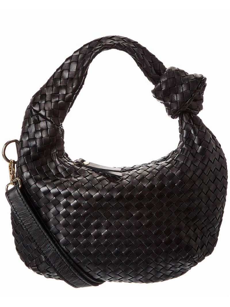 Isabella Rossetti Sylvie Hand-Woven Leather Shoulder Bag, Black