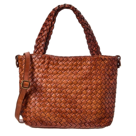 Isabella Rossetti Marie Hand Woven Leather Tote, Tan