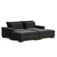 thumbnail image 1 of Isabella Sectional Sofa Corduroy Velvet with two Ottomans in Black Color, 1 of 9