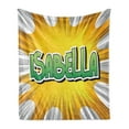 thumbnail image 1 of Isabella Soft Flannel Fleece Blanket, American Birth Name on Retro Style Fun Cartoon Backdrop Poster Design, Cozy Plush for Indoor and Outdoor Use, 50" x 70", Yellow Green and White, by Ambesonne, 1 of 6
