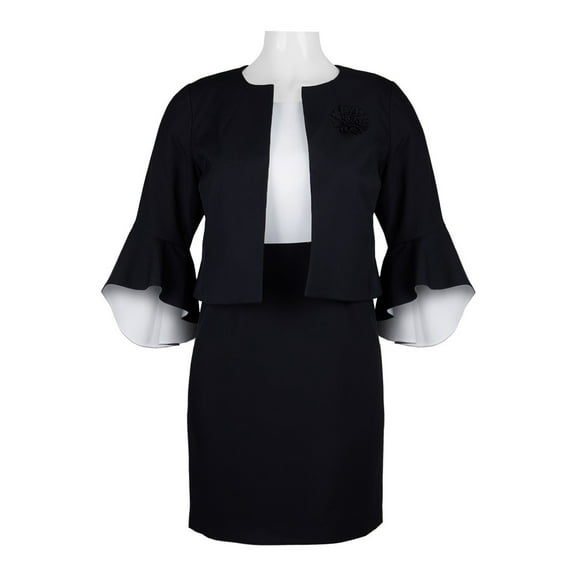 Isabella Suits Plus Size Dress with Bell Sleeve Jacket