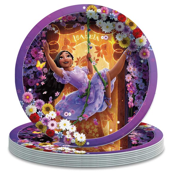 Isabella Themed Birthday Disposable Tableware - 7 Inch Paper Plates Party Supply Decorations
