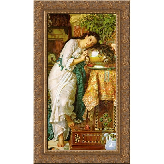 Isabella and the Pot of Basil 24x16 Gold Ornate Wood Framed Canvas Art by William Holman Hunt