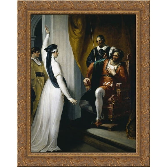 Isabella appealing to Angelo 24x20 Gold Ornate Wood Framed Canvas Art by William Hamilton