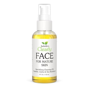 Isabellas Clearly FACE, Natural Face Cleanser, Face Wash and Makeup Remover Oil | Deep Cleansing Oil with Anti Aging Rosehip, Avocado, Vegan Squalane | 100% Pure, Made in USA (120ml)