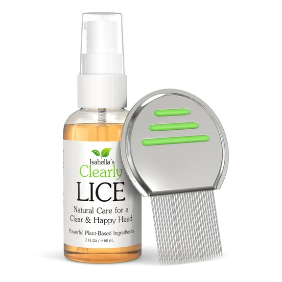 Isabella's Clearly LICE, Natural Lice Remover and Repellent with Metal Nit Comb, 2 Fl Oz, Made in USA