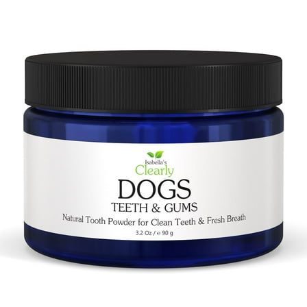 Isabella's Clearly TEETH & GUMS, Natural Toothpaste for Dogs For Bad Breath, Tartar, Teeth Whitening | Leave On Tooth Powder, Tasty Cinnamon Flavor with Coconut and Kelp | Vegan, Made in USA