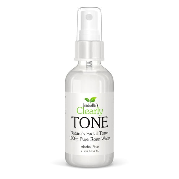 Isabella's Clearly TONE Pure Rosewater Facial Toner | Natural Rose Petal, Alcohol Free Hydrating Face Spray in Glass Bottle | Made in USA (2 Oz)