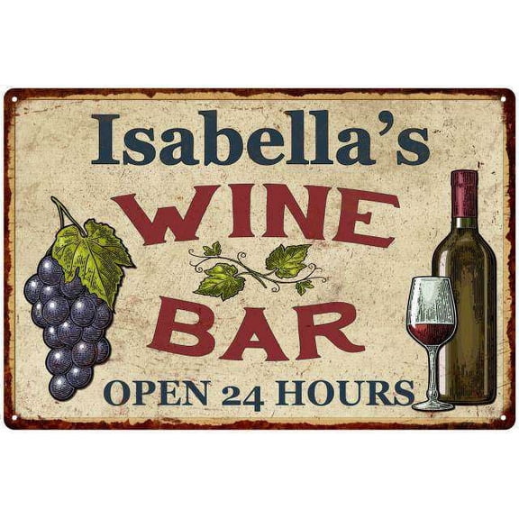 Isabella's Rustic Wine Bar Sign Wall Decor Kitchen Gift 8 x 12 High Gloss Metal 208120056869