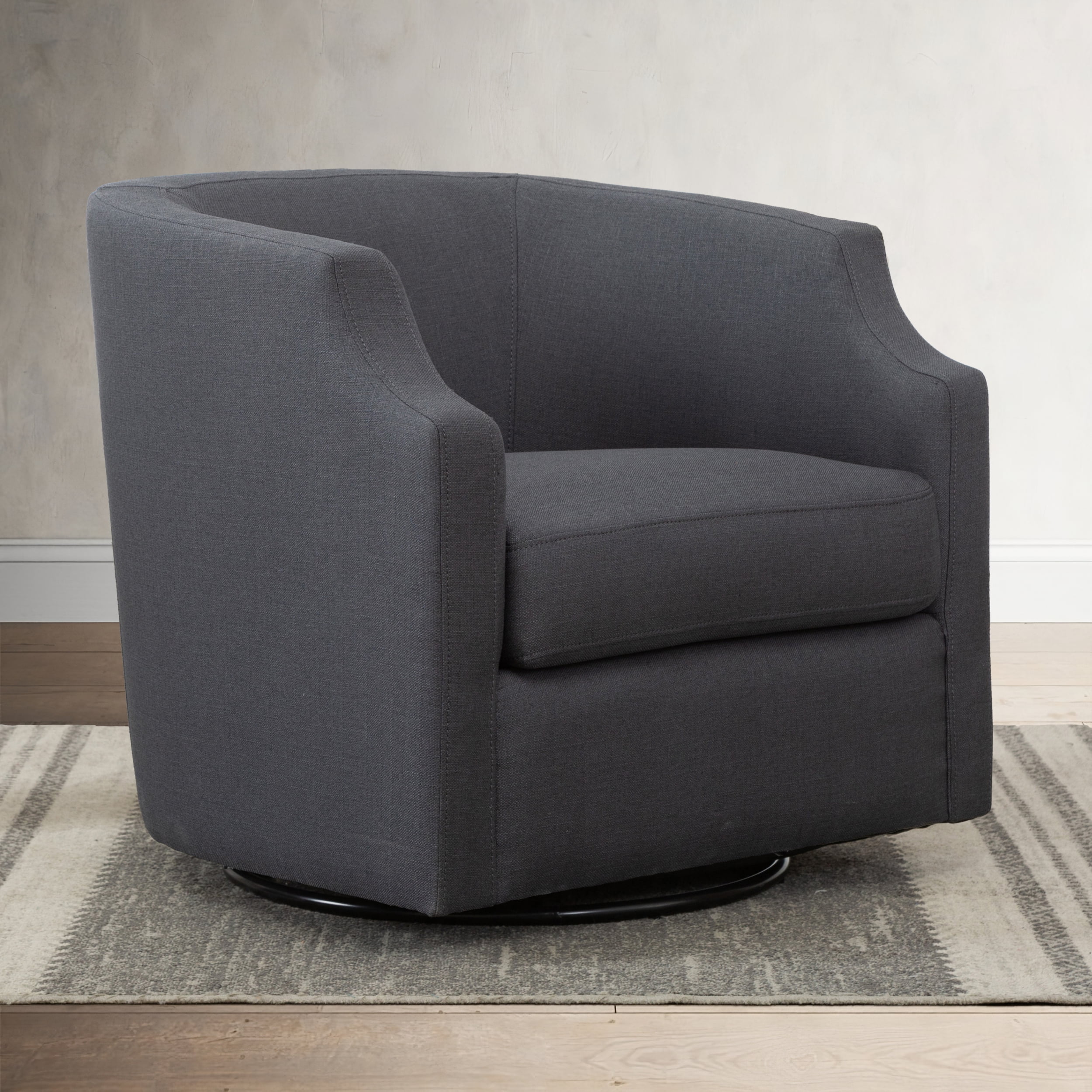 Isabelle Ashen Grey Swivel Glider Barrel Chair 81536