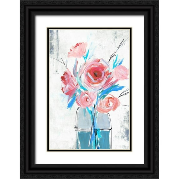Isabelle Z 11x14 Black Ornate Wood Framed with Double Matting Museum Art Print Titled - Blue Vase I