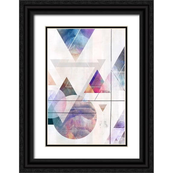 Isabelle Z 11x14 Black Ornate Wood Framed with Double Matting Museum Art Print Titled - Kaleidescope Shapes II
