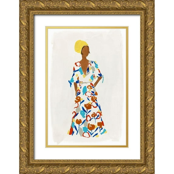Isabelle Z 11x14 Gold Ornate Wood Framed with Double Matting Museum Art Print Titled - Floral Fashion II