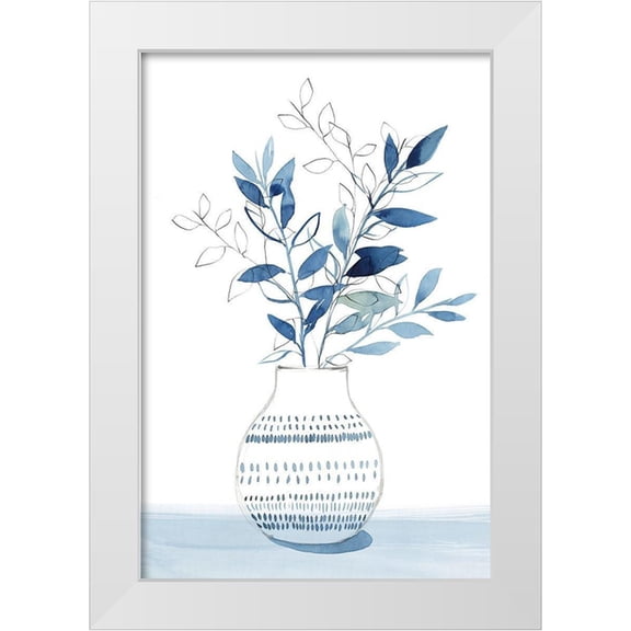 Isabelle Z 11x14 White Modern Wood Framed Museum Art Print Titled - Indigo Bouquet I