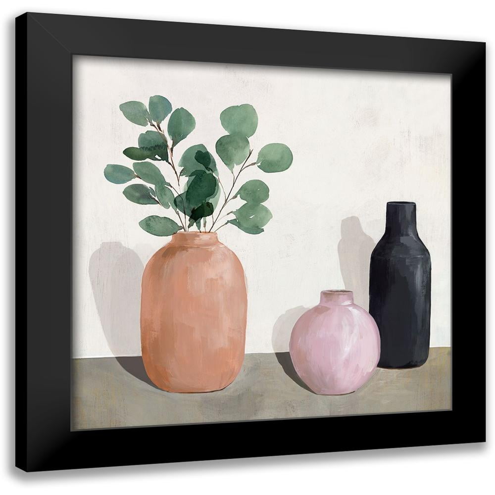 Three Vases 12x12 Black Framed Canvas Art Print
