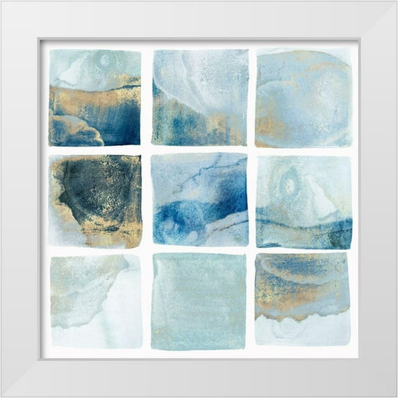 Isabelle Z 12x12 White Modern Wood Framed Museum Art Print Titled - Indigo Squares I