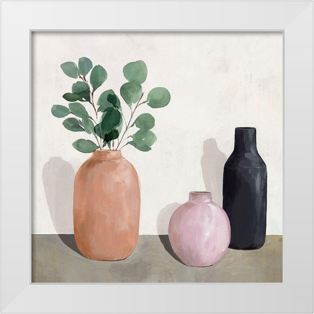 Three Vases 12x12 Black Framed Canvas Art Print