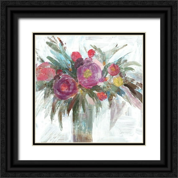 Isabelle Z 15x15 Black Ornate Wood Framed with Double Matting Museum Art Print Titled - Sweet Roses II