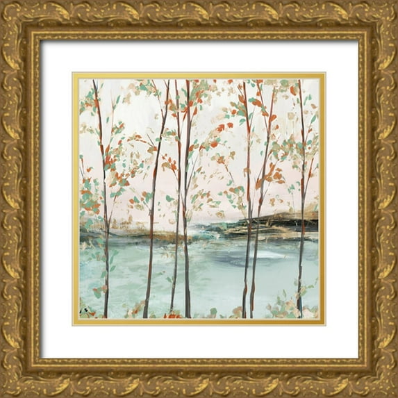 Isabelle Z 15x15 Gold Ornate Wood Framed with Double Matting Museum Art Print Titled - Sage Tree Forest II