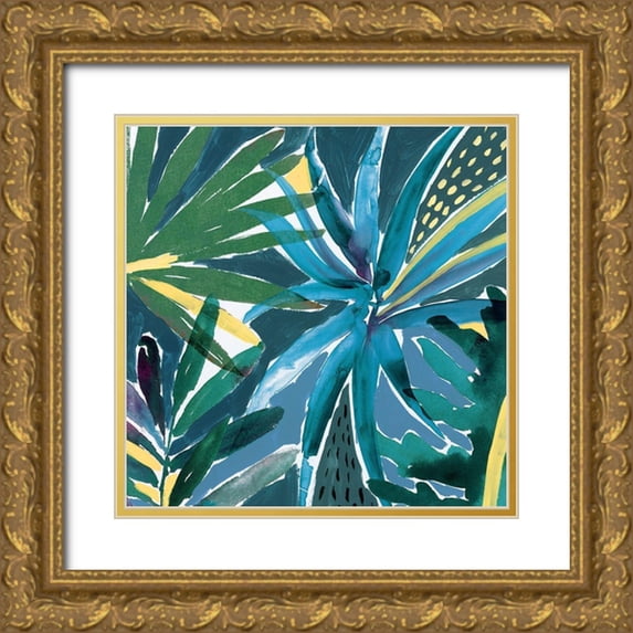 Isabelle Z 15x15 Gold Ornate Wood Framed with Double Matting Museum Art Print Titled - Tropical Blues