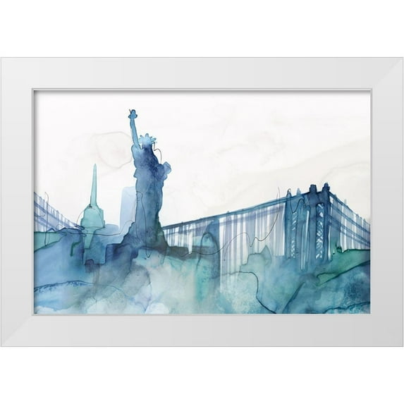 Isabelle Z 18x13 White Modern Wood Framed Museum Art Print Titled - Ocean Blue New York